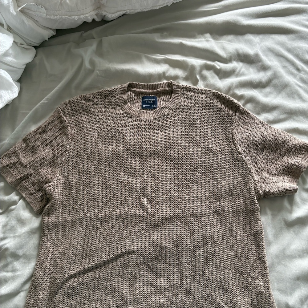 Abercrombie Men's Brown Short Sleeve Knit Sweater Shirt XL